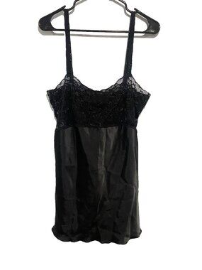 SATIN BOUDOIR Lace Trim Satin Chemise Slip Dress 18 XL Vintage Lingerie Coquette